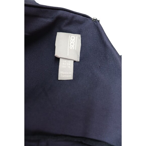 ASOS One Shoulder Cutout Trumpet Midi Dress Neoprene Navy Blue 6 - Picture 10 of 10